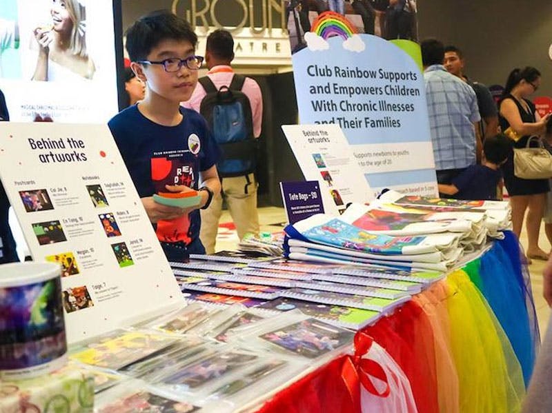 Vibrant event setup at Arts House for Club Rainbow supporting children’s health.
