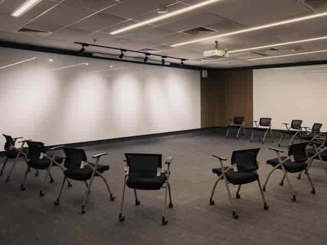 Auditorium at Common Ground Civic Centre with circular seating for workshops and meetings.