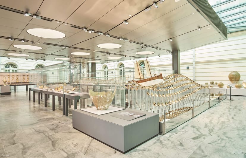 Modern exhibition space in Asian Civilisations Museum, ideal for upscale events and gatherings.
