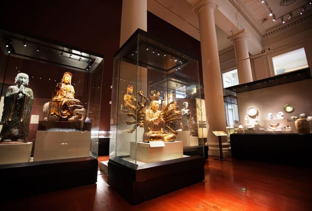 Discovery Room at Asian Civilisations Museum, showcasing sculptures for cultural events.