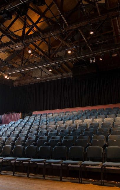 Cornerstone Room at Square Chapel: tiered seating for presentations and performances.