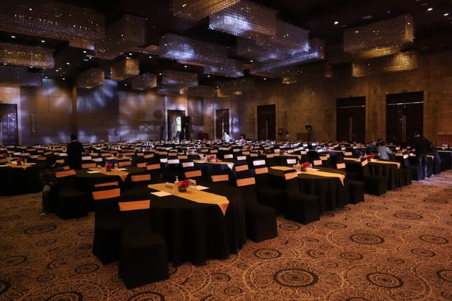 Grand Crystal Ballroom at JW Marriott, elegant setup for corporate events and conferences.