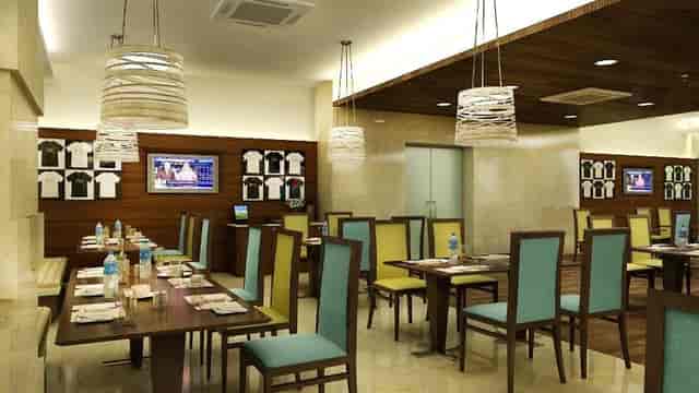 Modern dining space at Lemon Tree Premier Delhi Airport for events and meetings.