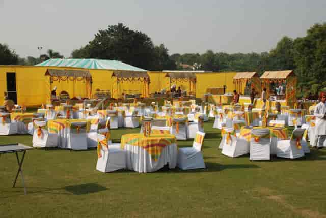 Vibrant outdoor event space at The LaLiT Mangar, perfect for weddings and celebrations.