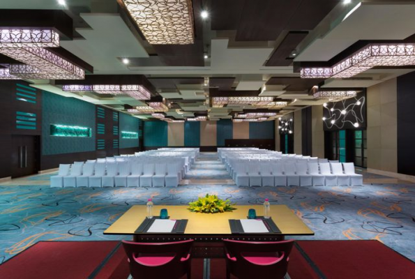 Spacious meeting room at Crowne Plaza Greater Noida for conferences and events.