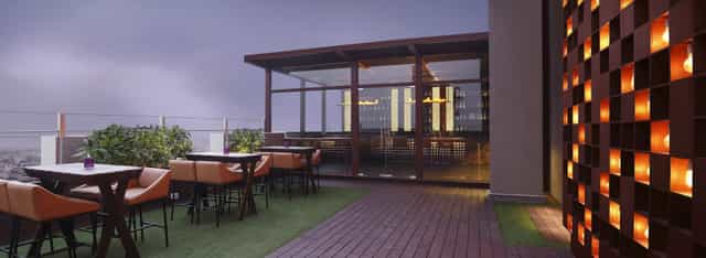 Stylish rooftop restaurant at DoubleTree Gurugram, perfect for events and gatherings.