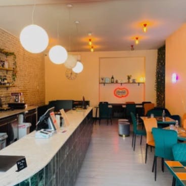 Stylish café space in Libra Theatre for intimate meetings and small events.