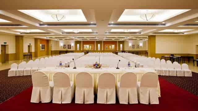 Conference room at Lemon Tree Hotel Kaushambi, ready for seminars and workshops.