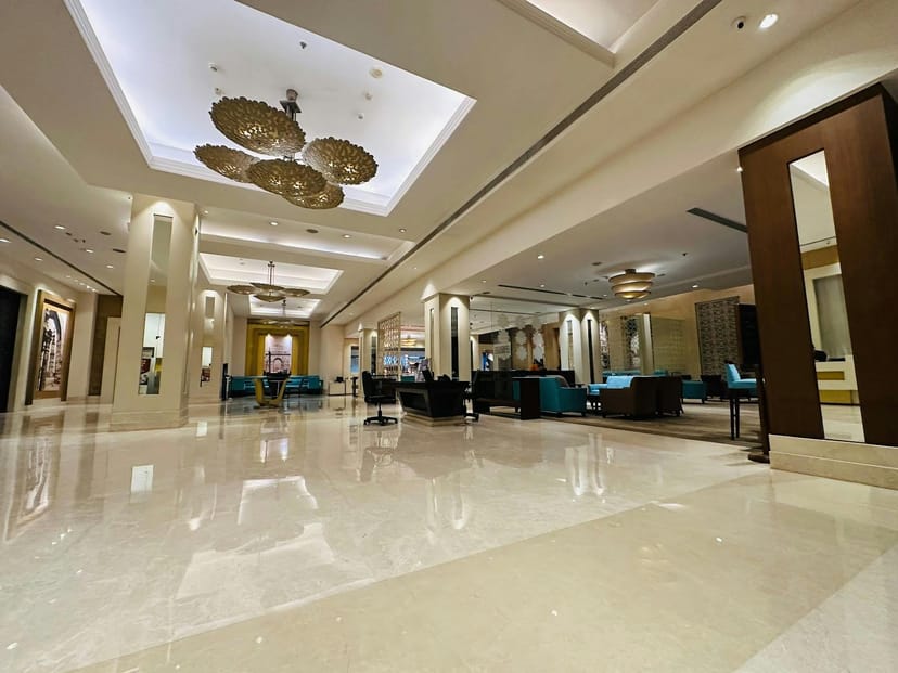 Elegant lobby at Tangerine 2, Lemon Tree Premier Gurgaon for events and meetings.
