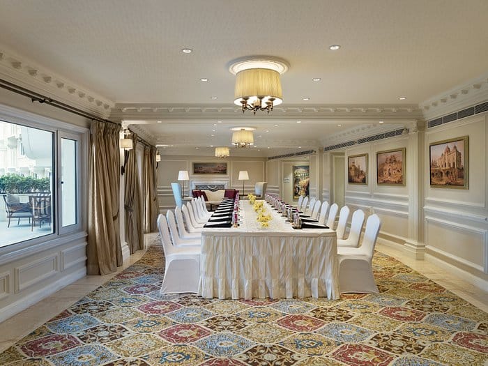 Conference Room at Taj Hotel Delhi with elegant decor for corporate meetings and events.