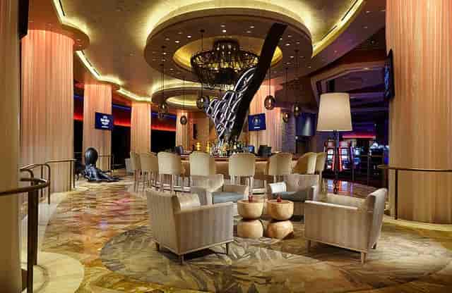 Stylish Hard Rock Cafe lounge with elegant lighting, perfect for networking events.