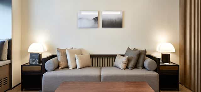 Stylish lounge in Pine Room, Walkerhill Hotels for networking and meetings.