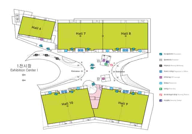 Hall 8 floor plan at KINTEX exhibition center for event logistics and accessibility.