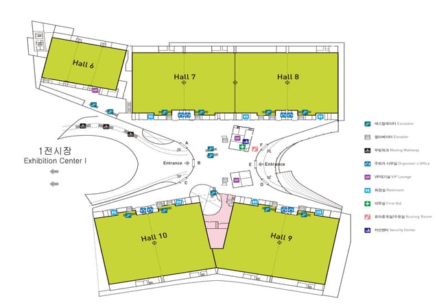 Hall 8 floor plan at KINTEX exhibition center for event logistics and accessibility.