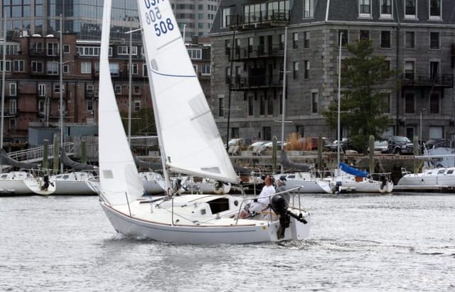 Sailboat in Boston Harbor for unique outdoor events and team-building activities.