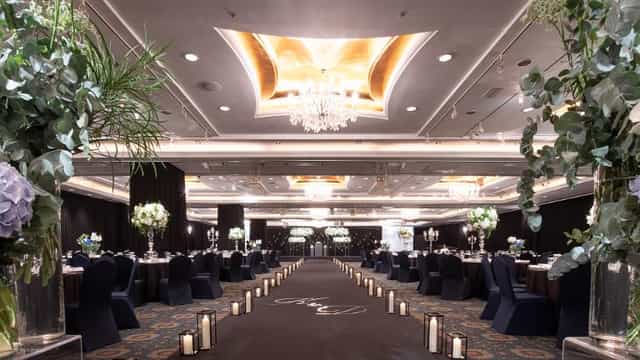 Sapphire Ballroom at LOTTE HOTEL WORLD, elegant decor for weddings and galas.