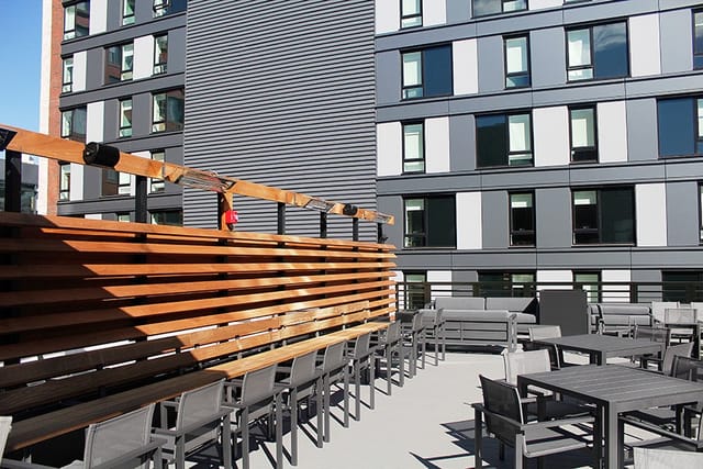 Modern outdoor event space in Trillium - Fort Point, ideal for receptions and networking.
