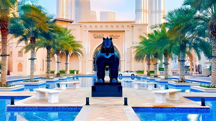 Viewing Deck at Palace Hotel Downtown with sculpture, ideal for corporate events and gatherings.