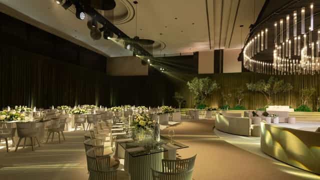 Elegant ballroom at Le Méridien Dubai for corporate events and social gatherings.