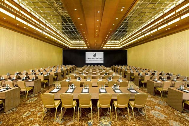 Elegant conference room at The Ritz-Carlton Dubai for meetings and events.