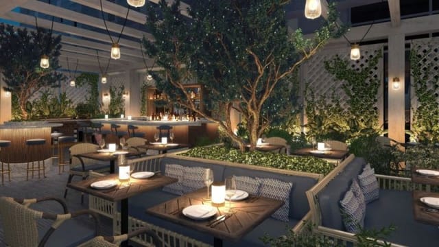 Outdoor dining space at Four Seasons Dubai, ideal for corporate events and gatherings.
