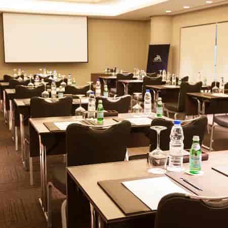 Conference Hall at JA Ocean View Hotel, organized for corporate meetings and workshops.