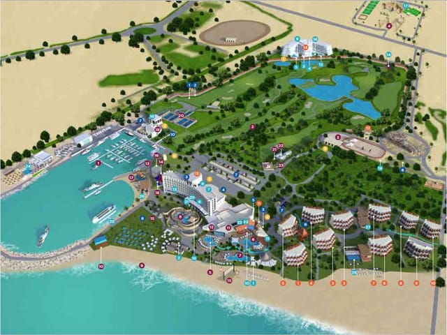 Beachfront view of JA Beach Hotel, ideal for conferences and outdoor events.