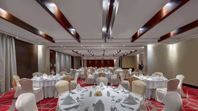 Elegant banquet hall at Media Rotana, perfect for weddings and corporate events.