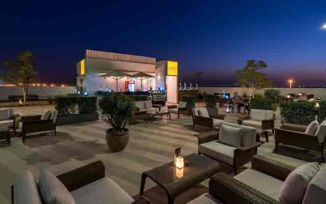 Eagle rooftop venue at Radisson Hotel Dubai, perfect for evening cocktail events.