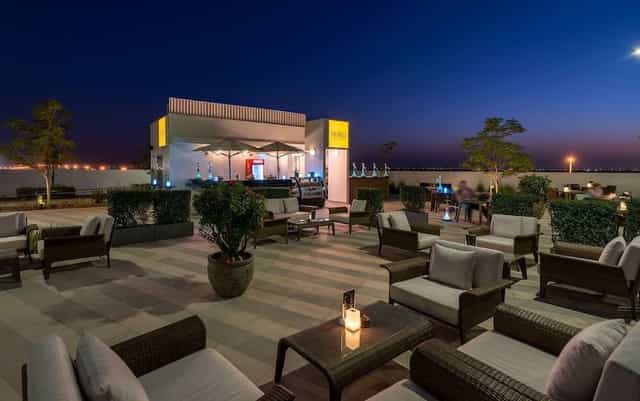 Eagle rooftop venue at Radisson Hotel Dubai, perfect for evening cocktail events.