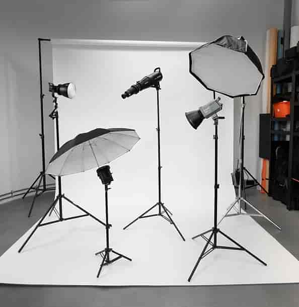 Film and Design Studio with professional lighting setup for events and photography.