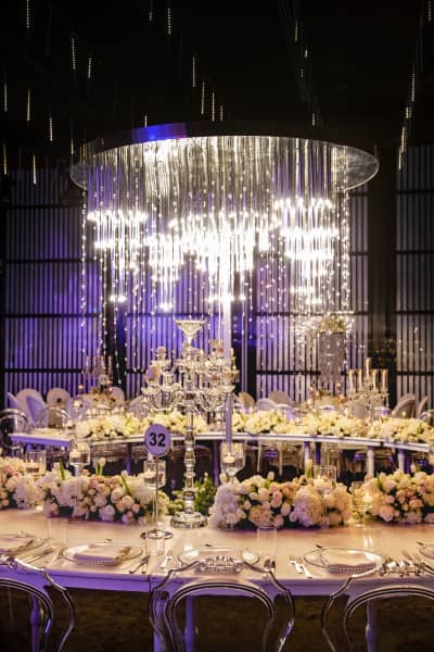 Armani Hotel Dubai event space with chandelier, ideal for weddings and galas.