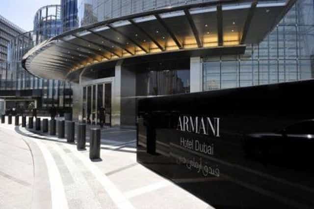 Armani Hotel Dubai event room entrance, modern architecture for corporate gatherings.