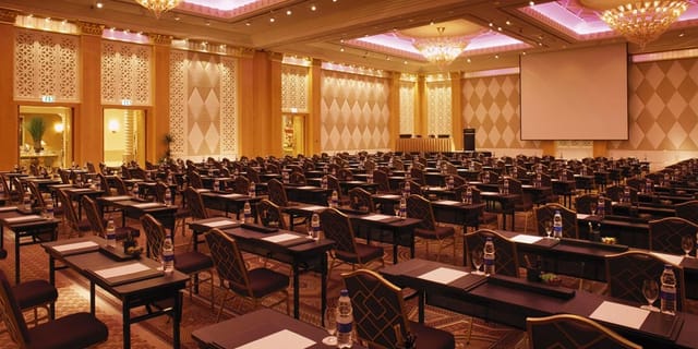 Ballroom in Conrad Dubai, elegant decor for large conferences and networking events.