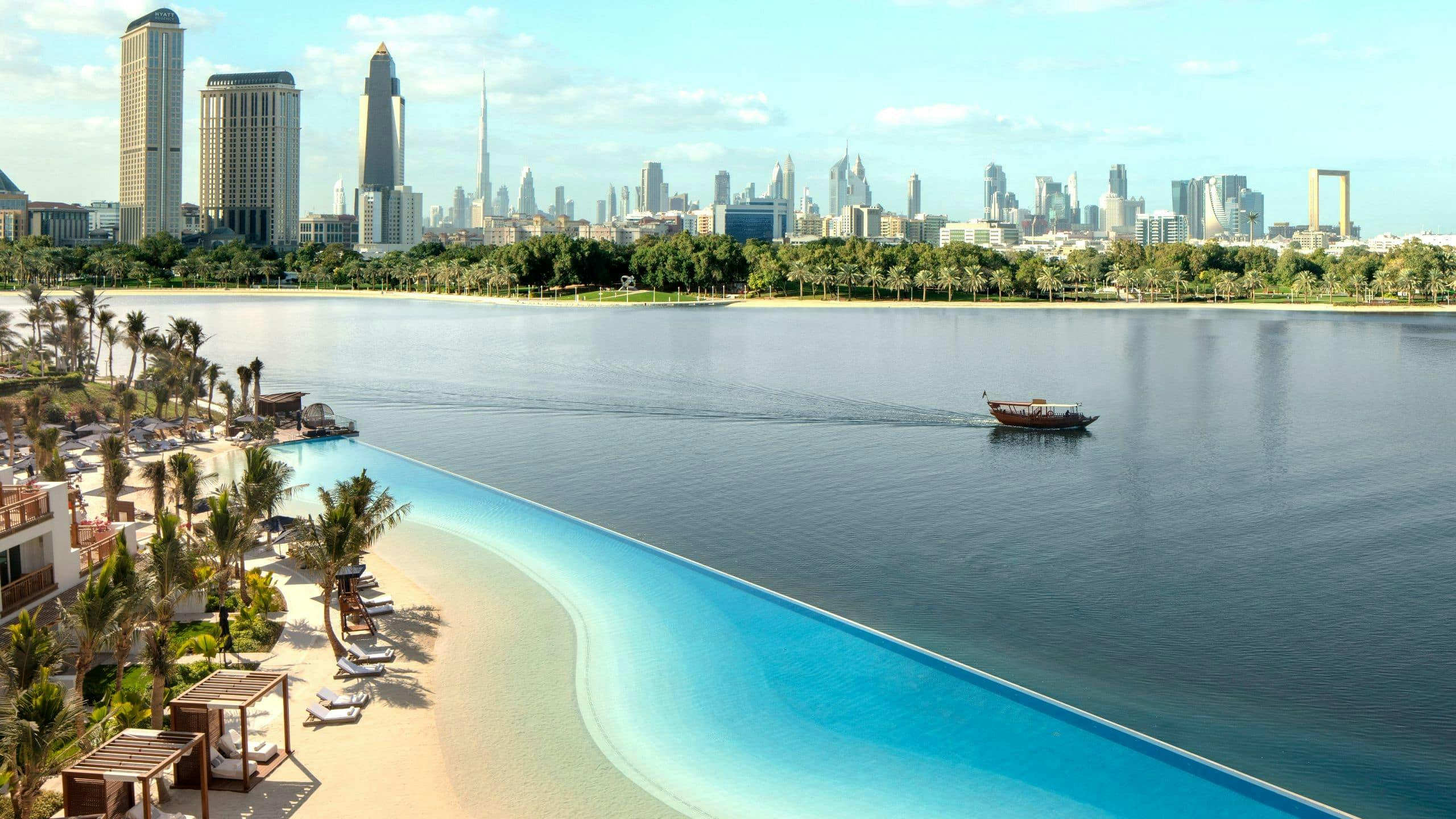 "Khansa at Dubai Creek Resort with infinity pool, perfect for upscale events and gatherings."