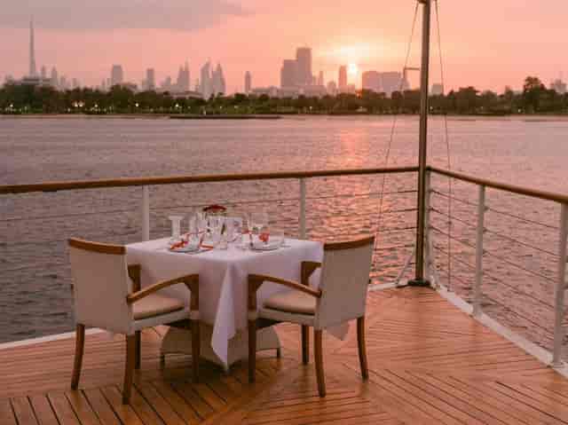 Elegant dining table at Dubai Creek Resort, perfect for upscale events and romantic dinners.