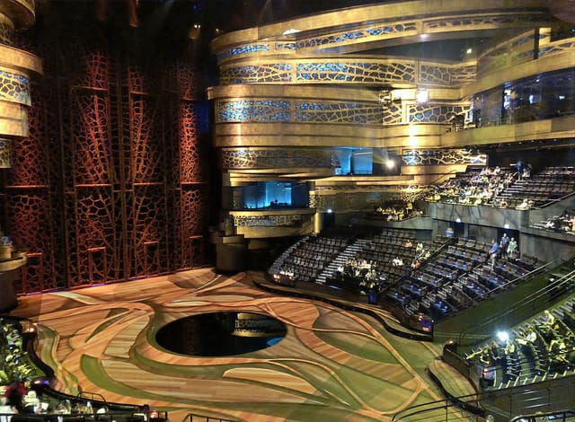 La Perle auditorium with intricate design, perfect for performances and conferences.