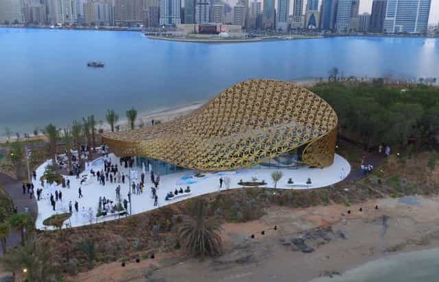 Modern waterfront venue at Al Noor Island for upscale events and gatherings.
