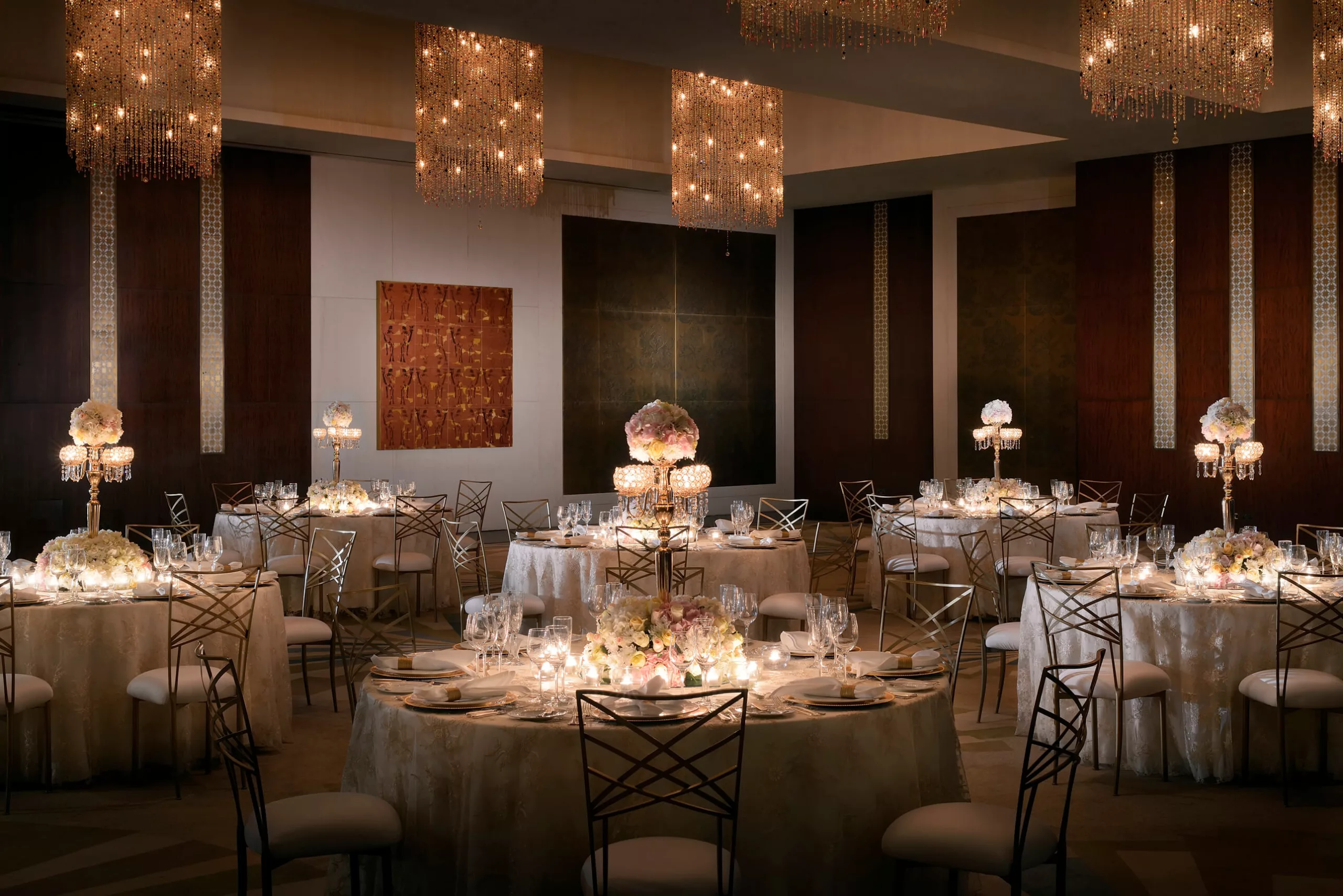 Elegant banquet hall in The H Dubai, perfect for weddings and corporate galas.