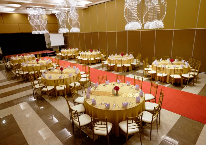 Molave Grand Ballroom banquet setup with elegant tables, ideal for formal events.