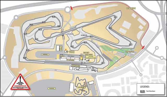 Dubai Autodrome racing circuit layout for event planning and logistics management.
