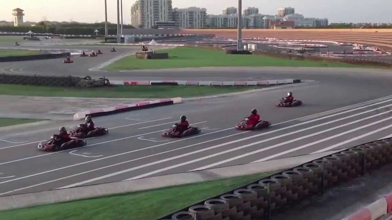 Vibrant go-kart racing track at Al Forsan for team-building and corporate events.