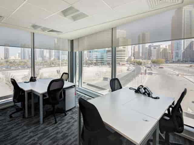 Modern office space at Press Lounge, Expo Centre Sharjah, ideal for corporate events.