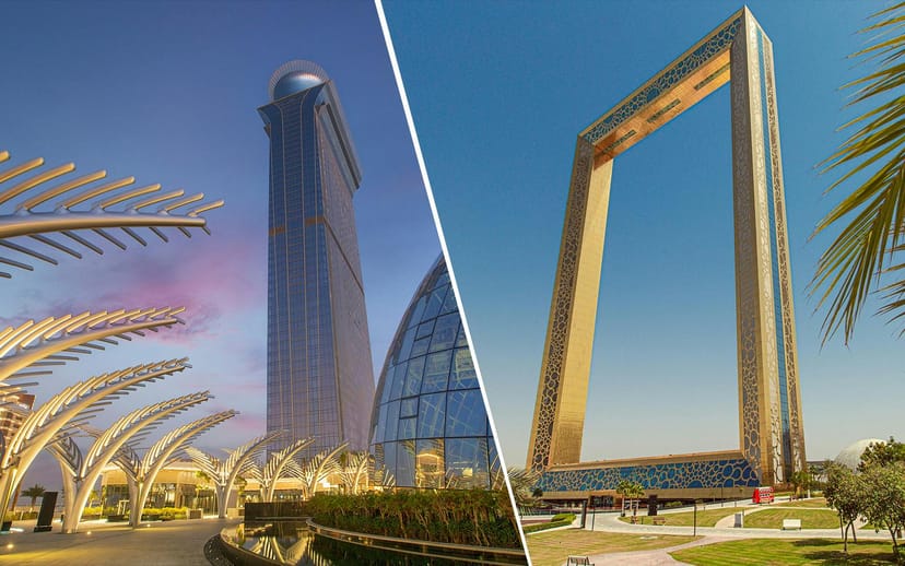 Sponsorship at Dubai Frame with modern skyscraper backdrop for corporate events.