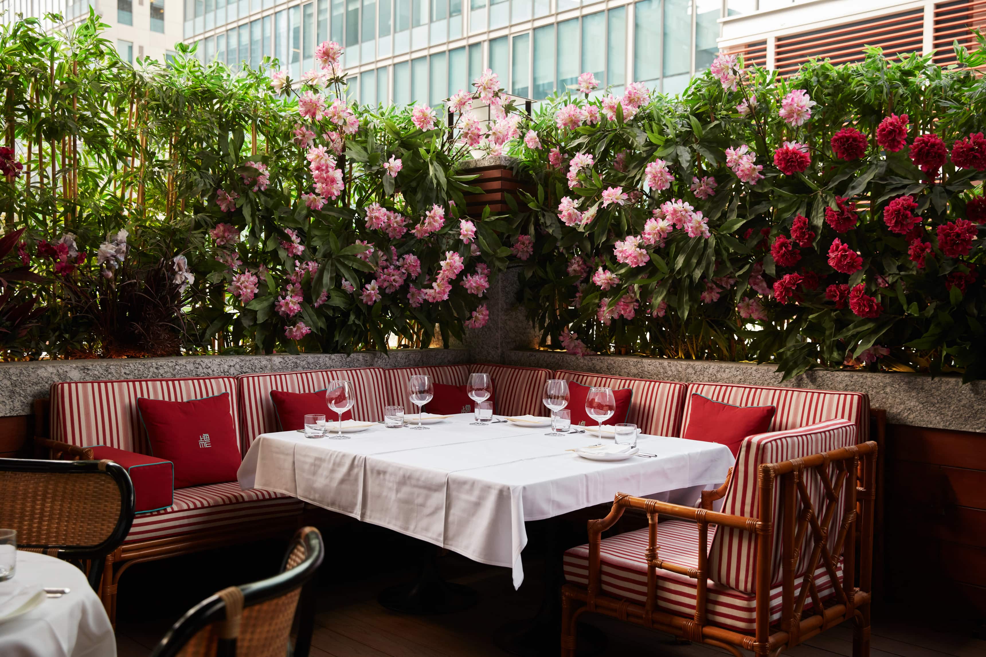 Elegant dining area with plush seating, perfect for upscale events in Shanghai.