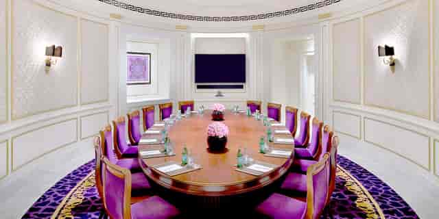Business Centre boardroom in Palazzo Versace Dubai, luxury meeting space for conferences.