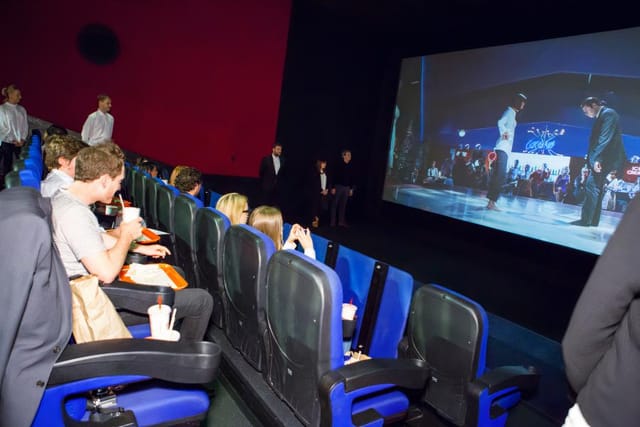 ODEON Trafford Centre cinema event setup with large screen for corporate presentations.