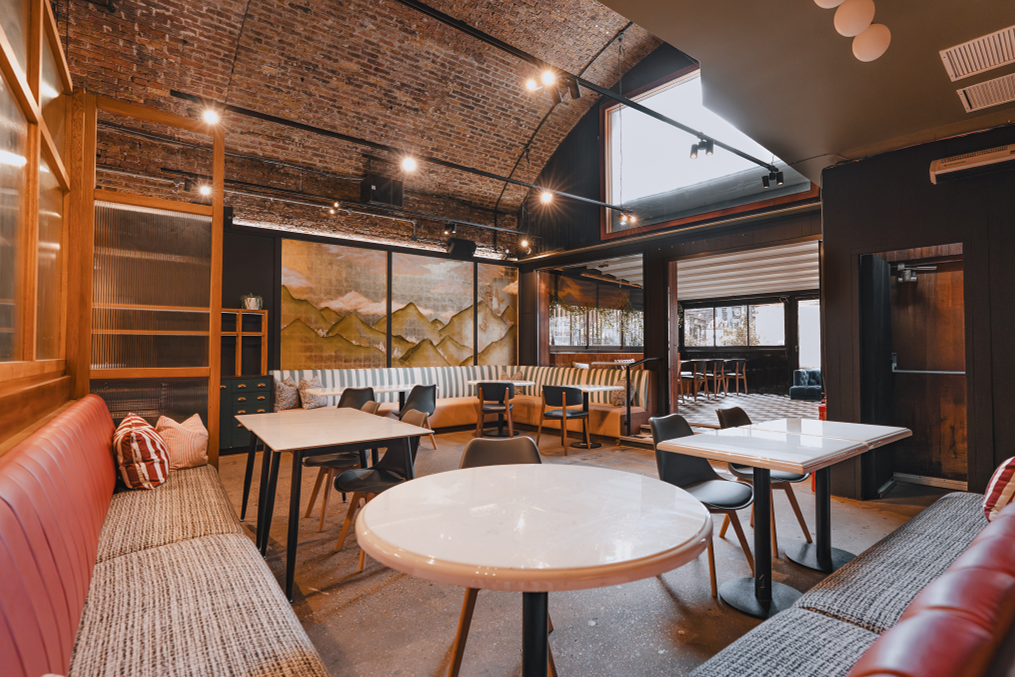 Rustic arched event space, London party venue