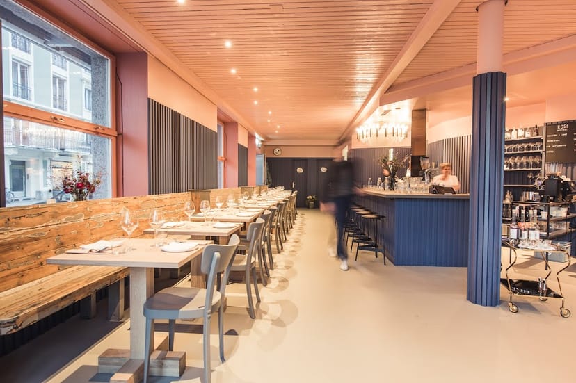 Modern dining space at ROSI Restaurant, ideal for corporate events and gatherings.