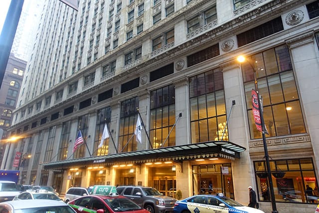 JW Marriott Chicago grand hotel entrance, ideal for corporate events and meetings.